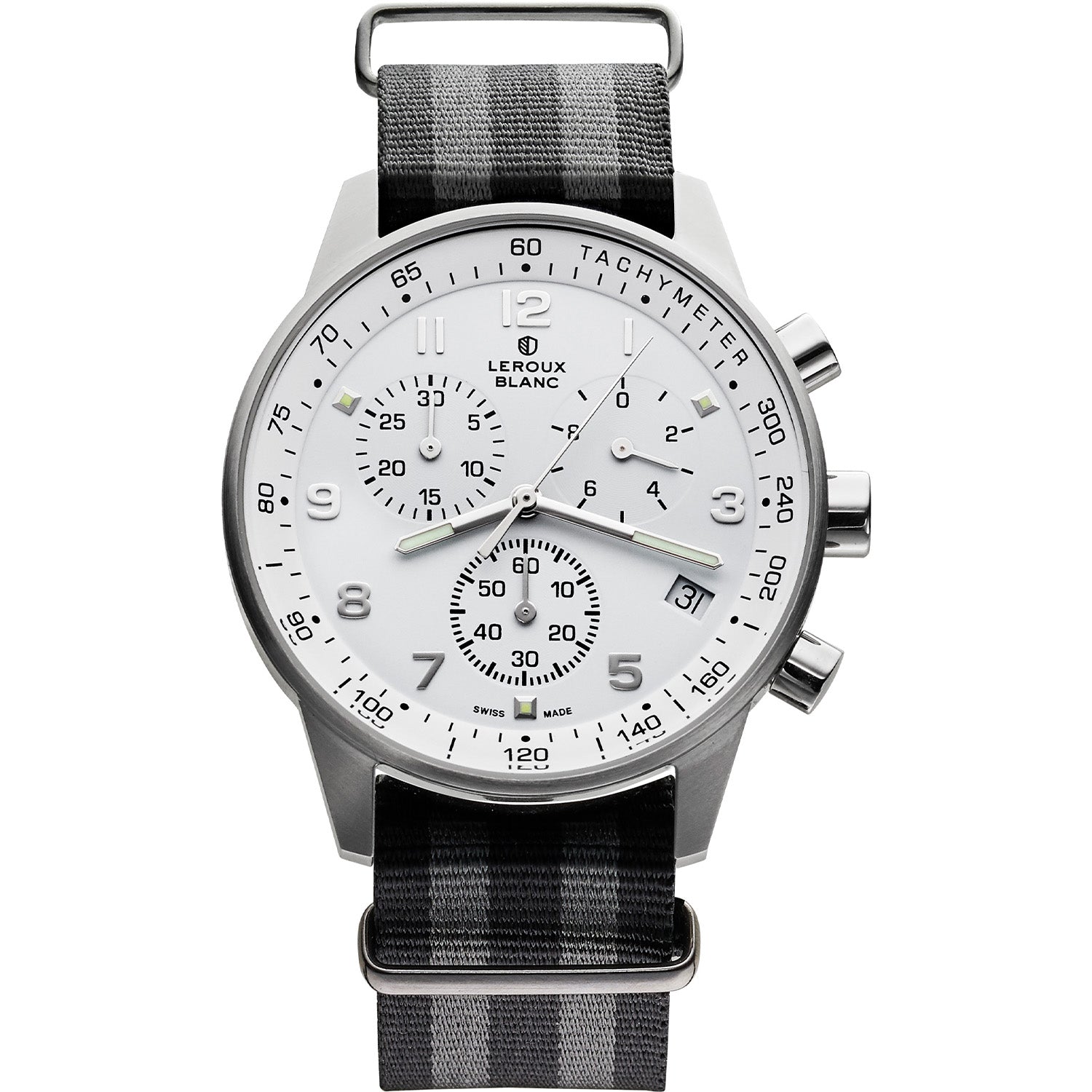 Uhr für Damen mit Nato Armband rundem Edelstahlgehäuse