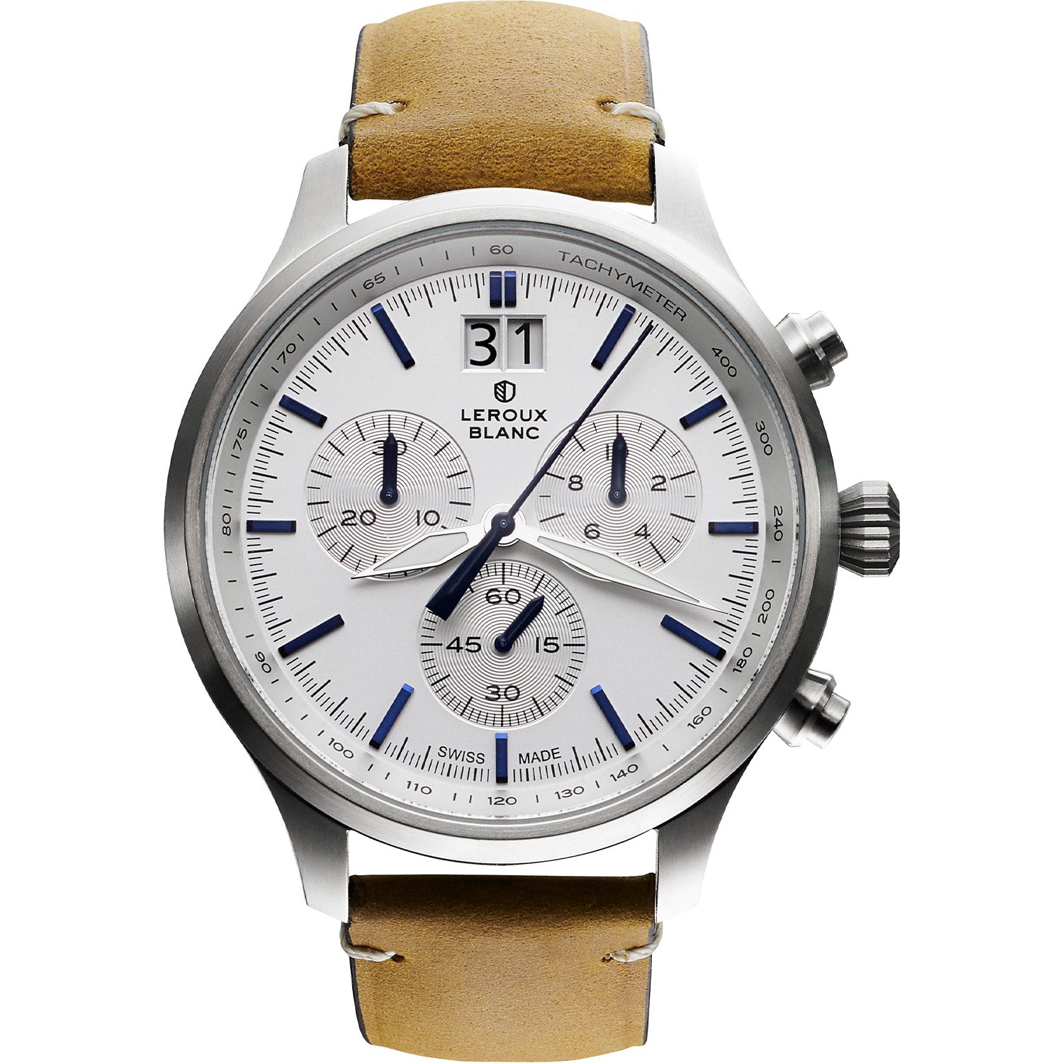Herrenuhr mit Lederarmband Schweizer Uhrenmarke